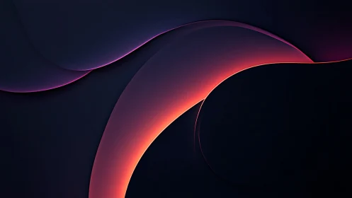 Curved neon gradient arcs over deep black minimal field.