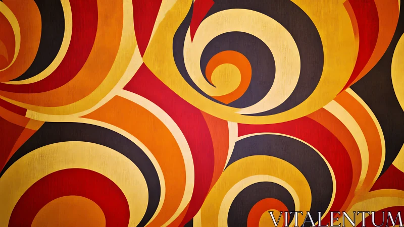 Spiraling citrus suns whirl across retro carnival skies.