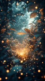 Enchanted Forest Glade with Bioluminescent Firefly Swarm.