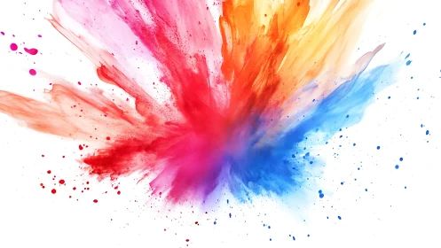 Multidirectional color burst forms central radial composition