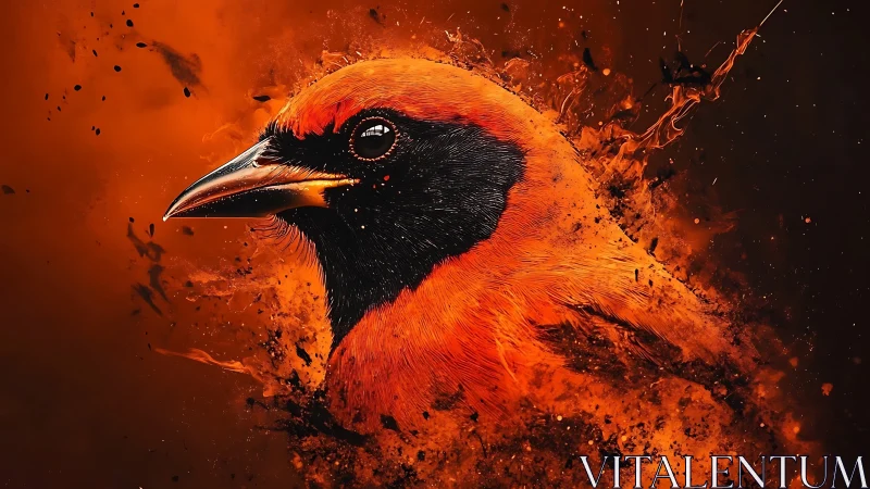 Molten ember bird streaks across a storm of liquid fire