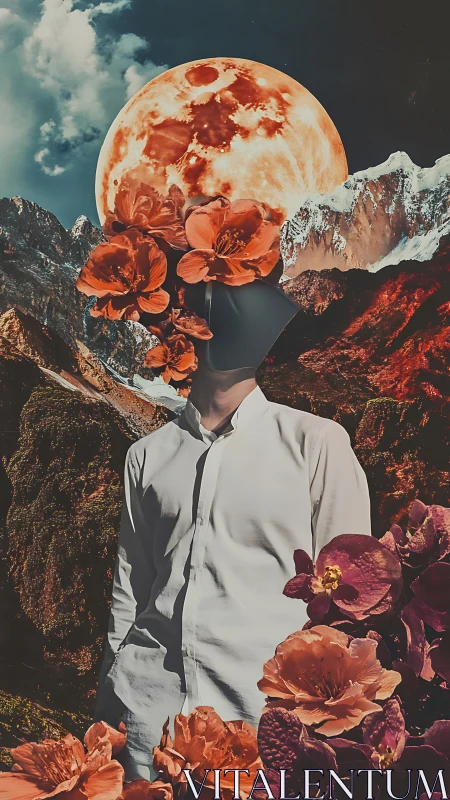 Lunar bloomhead wandering through molten mountain dreams.