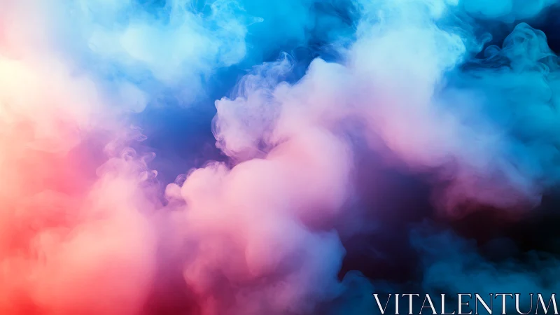 Colorful vapor clouds merge in soft blue and pink gradients.