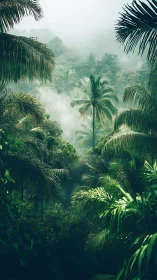 Misty Tropical Canopy: Atmospheric Jungle Depth.