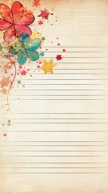 Soft watercolor flowers brighten a gently lined writing page