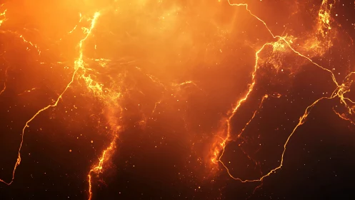 Digital lightning bolts traverse dark gradient background