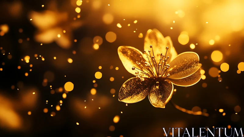Golden Flower with Bokeh Lights.