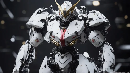 Stoic white mecha studies starlight in a metallic hush