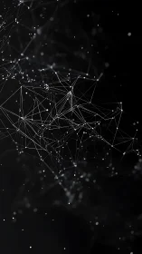 Abstract network mesh renders luminous data nodes in void