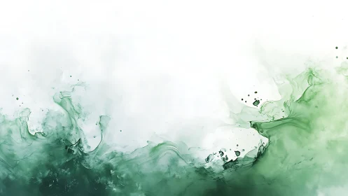 Green ink cloud gradient over white negative space.