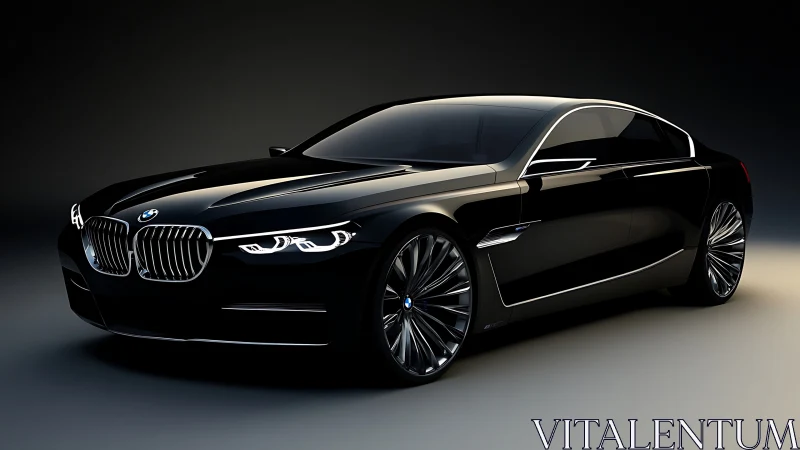 Black luxury sedan concept in studio lighting environment.