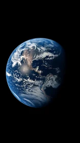 Earth viewed from space with North and South America visible.