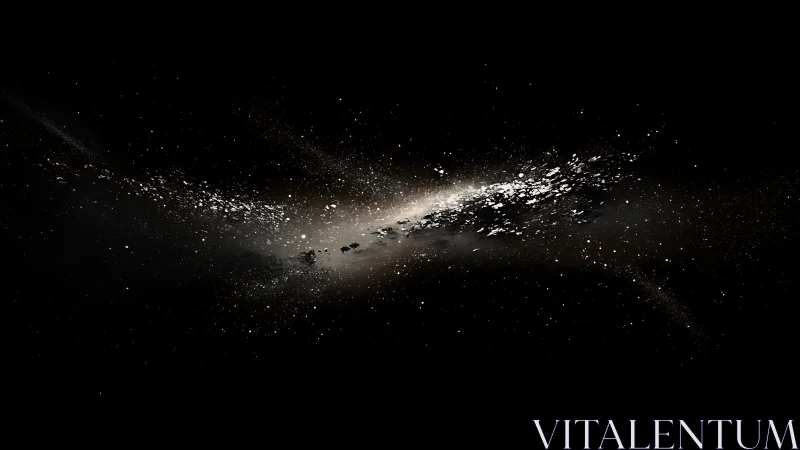 Asteroid debris field stretches across dark empty space