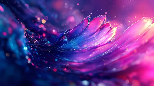 Prismatic liquid wave unfurls in neon twilight shimmer.