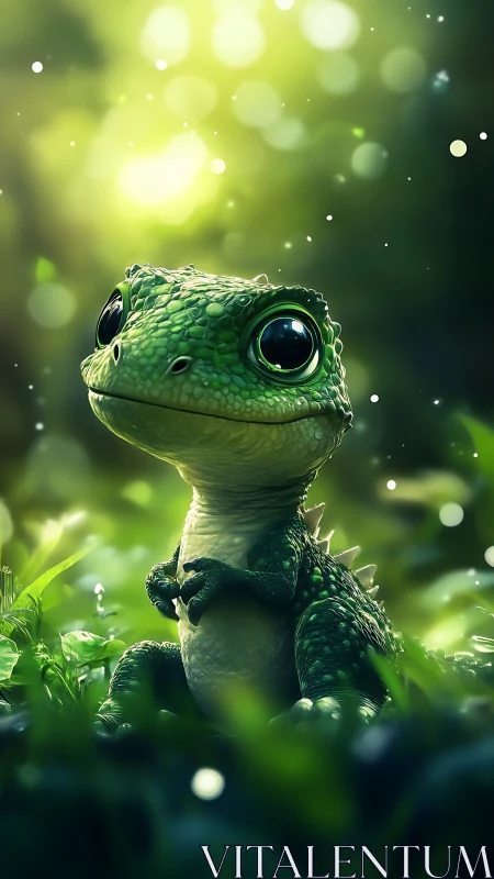 Bright-eyed forest gecko cradling secret dreams of dawn.