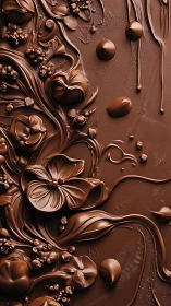 Flowing chocolate blossoms in a dreamy dessert garden.