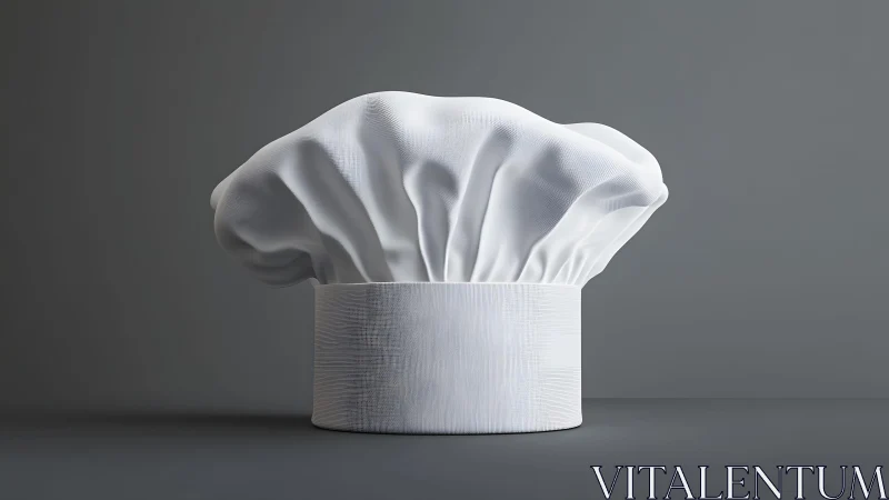 Classic chef’s hat on gray background, minimalist studio style.