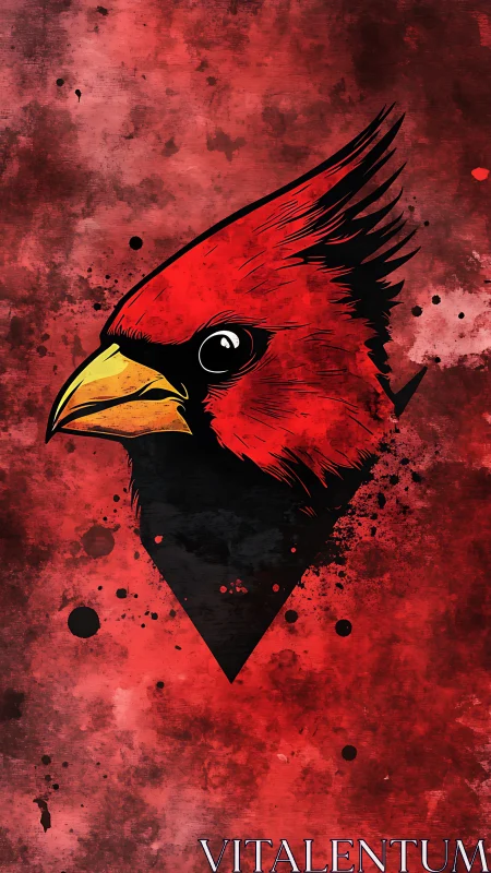 Cardinal head rendered in graphic red portrait composition