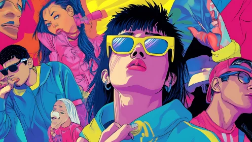 Neon youth explode in hypercolor swagger across the frame.