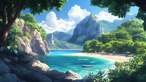 Turquoise Cove Framed by Limestone Cliffs and Lush Canopy