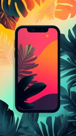Vibrant Tropical Phone Wallpaper with Layered Botanical Elements.
