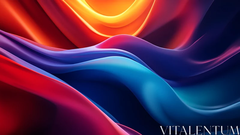 Glowing river of color weaving through soft digital waves.