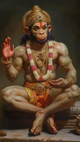 Regal simian deity basking in jeweled serenity and grace.