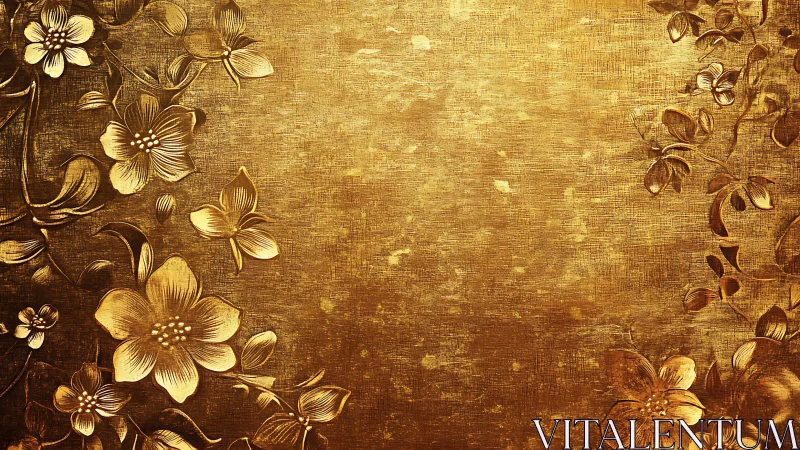 Gilded Botanical Dreams: Ornate Floral Border in Warm Golden Tones