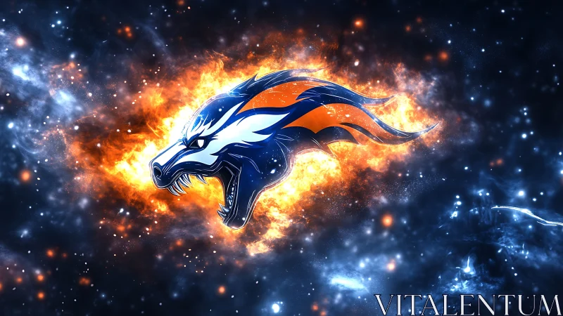 Stylized horse head emblem is rendered in a cosmic field