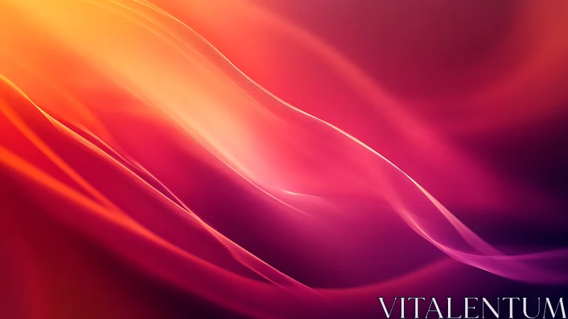 Abstract flowing light waves form diagonal orange pink bands