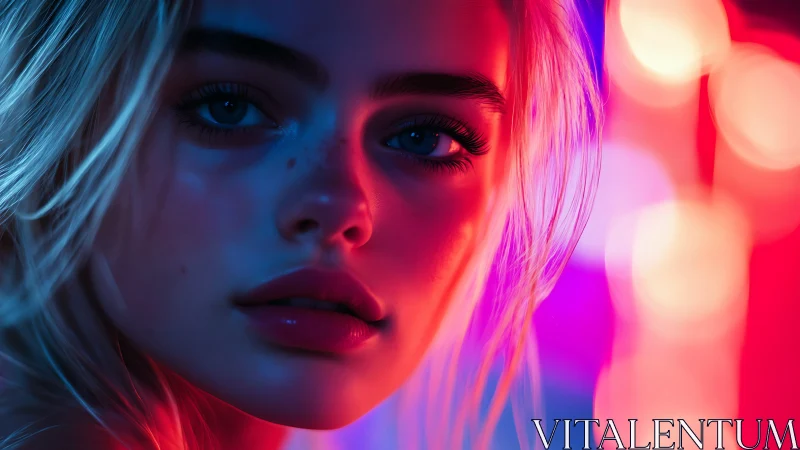 Portrait rendering applies dual-color neon rim lighting