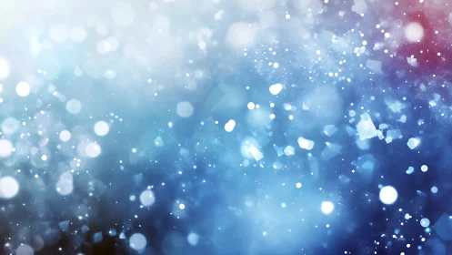 Blue bokeh light background shows scattered glowing particles