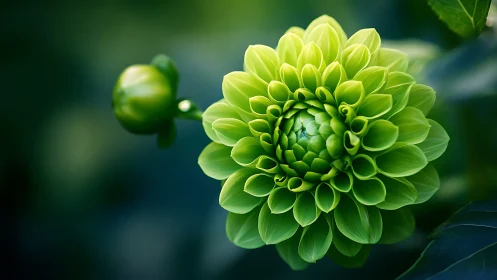 Luminous chartreuse dahlia with intricately layered petals and botanical depth.