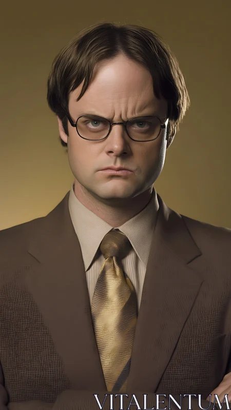 Intense office portrait with neutral backdrop and tight framing.