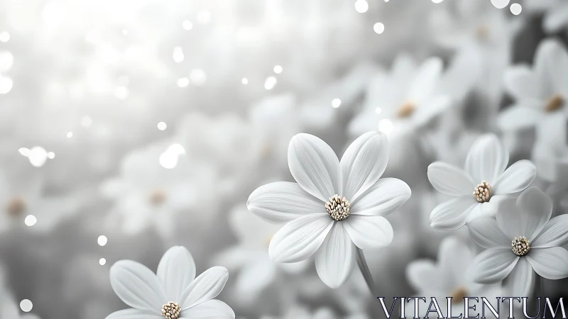 White Daisy Blossoms with Bokeh Lights.