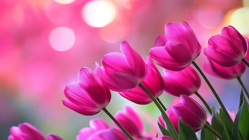 Magenta Tulips in Bokeh: Selective Focus Floral with Shallow Depth