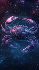 Nebula-clad cosmic crab drifts through starlit galactic tides.