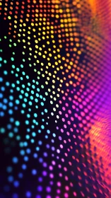 Multicolor gradient dots form curved digital wave pattern