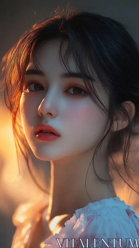 Volumetric rim lighting on stylized luminous female portrait.
