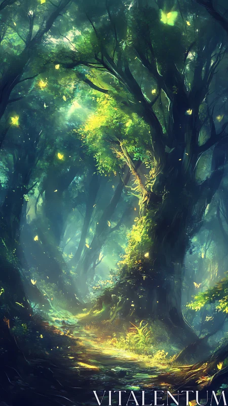 Enchanted Forest Glow Reveals Magical Light Through Ancient Trees