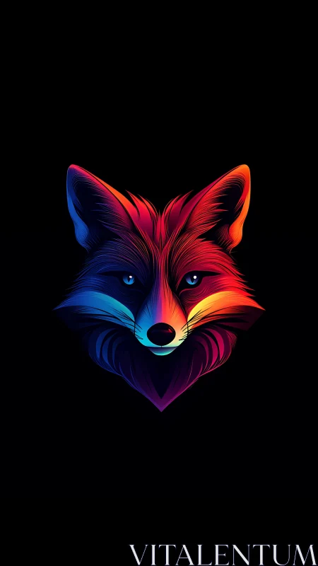 Neon fox head illustration uses split complementary colors