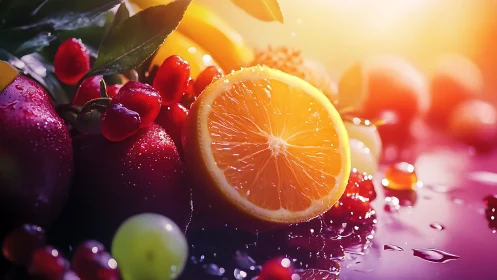 Sun-drenched citrus chorus splashing through jewel-bright fruits.