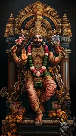 Ornate multi-armed deity sculpture rendered in high detail