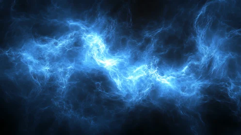 Blue plasma filaments forming an irregular luminous band.
