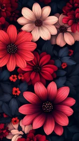 Vibrant Cosmos Garden Blooms in Radiant Red Tones.