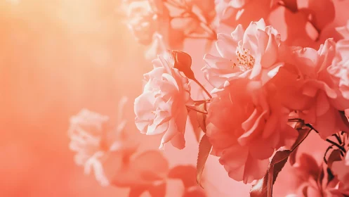 Coral Blooms Dancing in Luminous Golden Haze