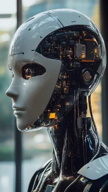 Humanoid android reveals illuminated circuitry and neural core