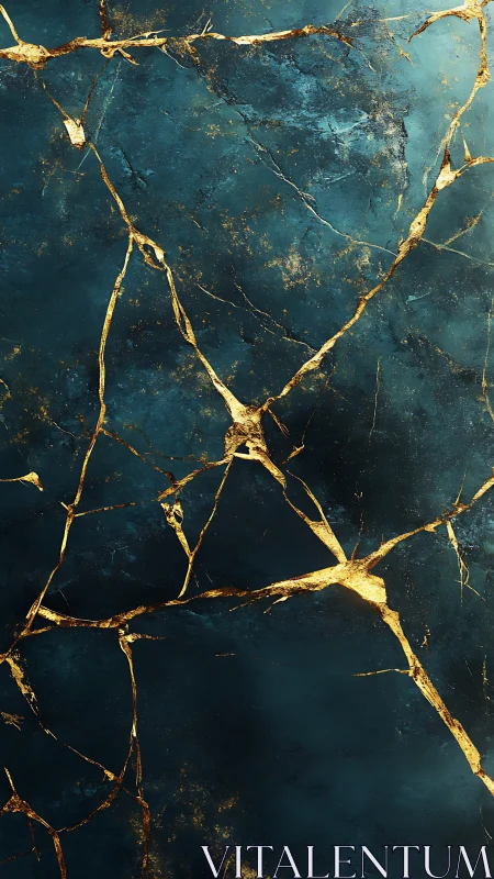 Emerald stone surface with fractured metallic gold veins pattern.