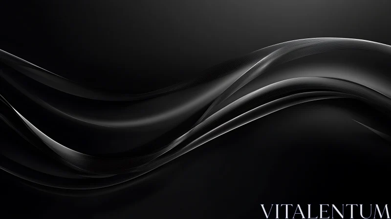 Sleek metallic ribbons curve across a deep monochrome void