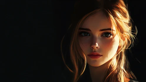 Golden light frames a contemplative young woman in shadow